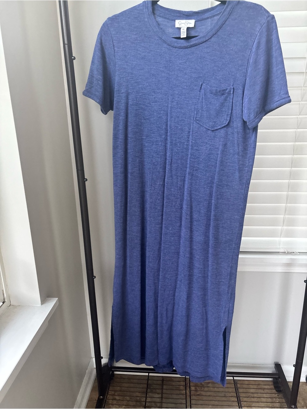 Jessica Simpson Heather Blue Short-Sleeve Pocket Maxi Dress
